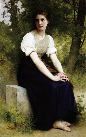 Fig. 3: William Adolphe Bouguereau (1825-1905) French, THE SONG OF THE NIGHTINGALE, 1895, Oil on canvas, 55 x 35 inches, Gift of Mr. Robert Badenhop, 1954.12