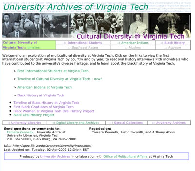 Screen Shot: Cultural diversity at Virginia Tech