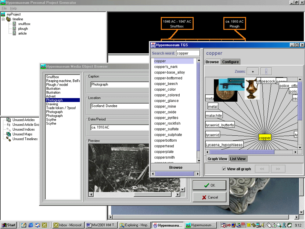 Fig. 3: Screenshot of the Theme Generator System User Interface showing the HMPPG (background) with the Theme Hunter (foreground)