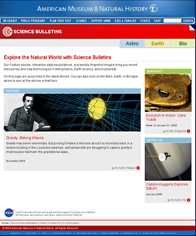 Screen Shot: Home page of the current Science Bulletins