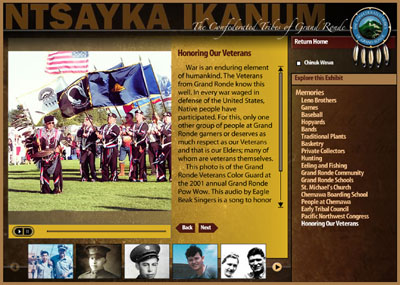 Fig 5: Screen shot of Honoring Our Veterans, an important component of the Flash piece.